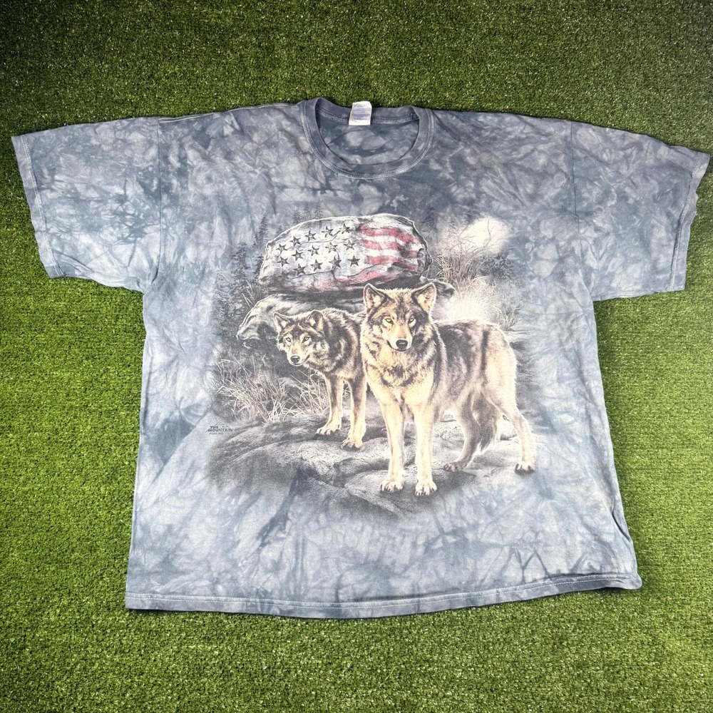 The Mountain Wolf American Flag Tie Dye T-Shirt Grey 2XL 2012 Graphic Tee 3847